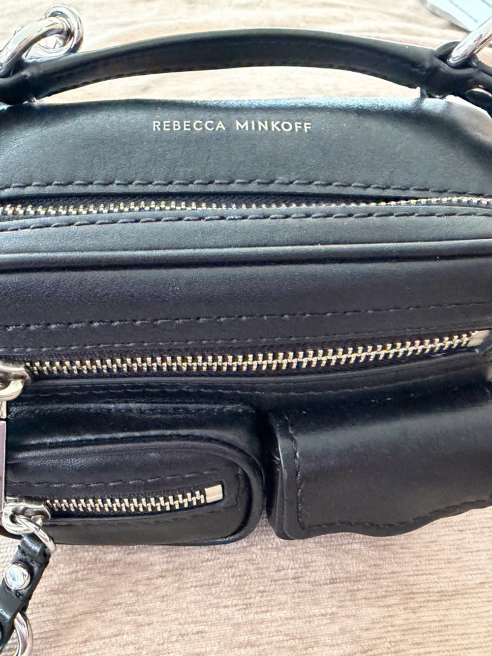 Rebecca Minkoff Black Leather Mini Crossbody with Silver Hardware - Picture 4 of 12